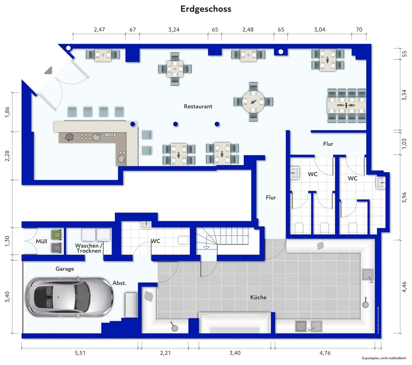 Grundriss 1 – Gewerbefläche ca. 150 m² mit Garage nahe der Kö