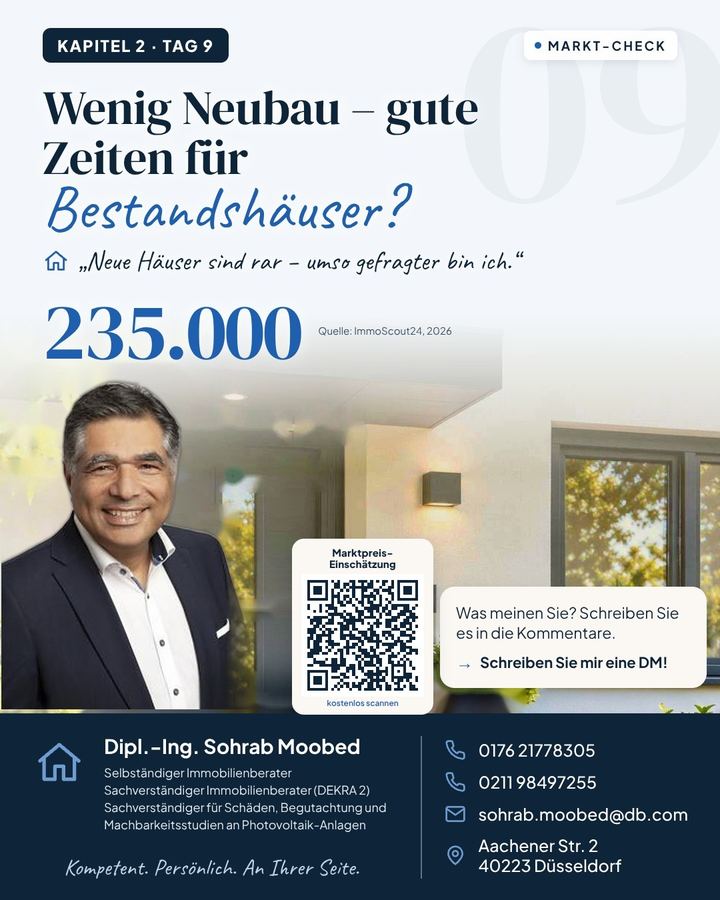 Neue Häuser sind rar – umso gefragter bin ich. 🏗️